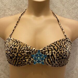 Victoria's Secret Leopard Print Bikini with Blue Rhinestones Star Accent